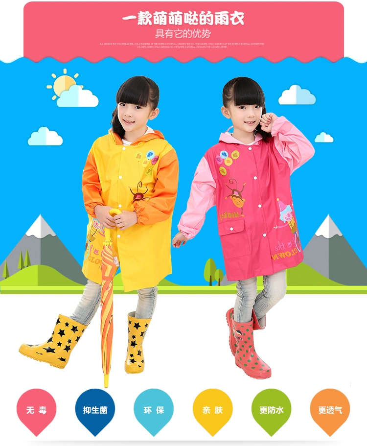 Toddler Kids Rabbit UFO Raincoat Yellow Duck Rabbit Hands Free Umbrella