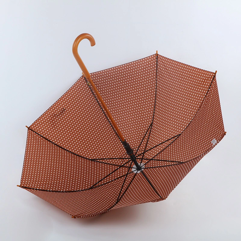 23inch 8ribs Auto Open Wooden Umbrella Classic Style with OEM Logo Printing